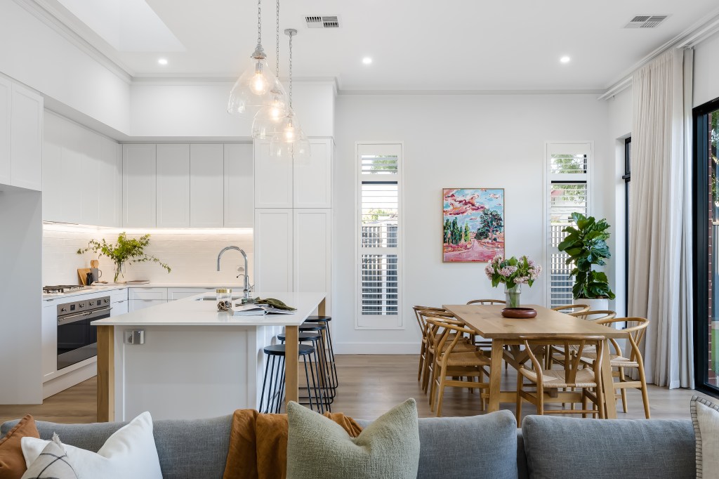 Open living and dining area.